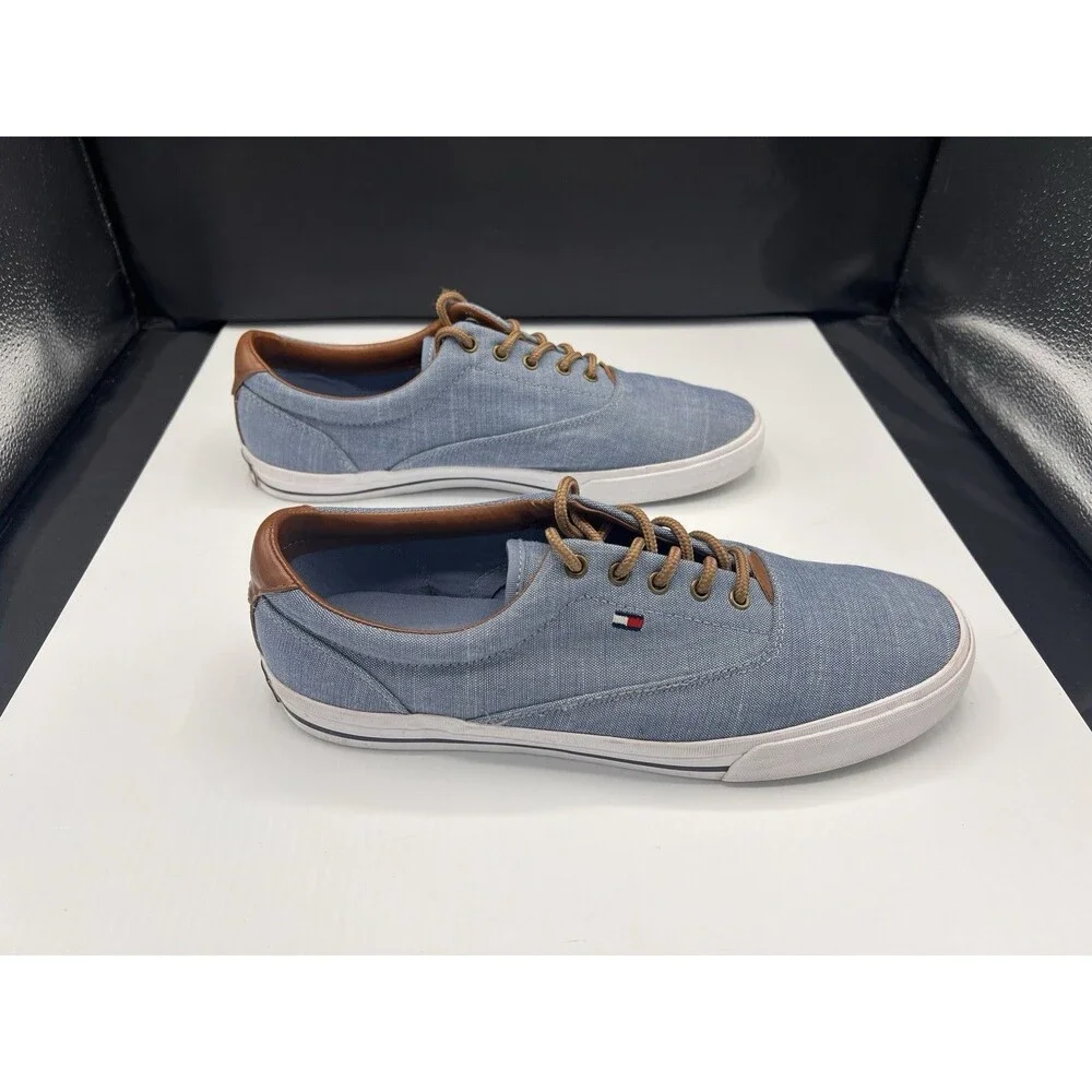 Tommy Hilfiger TMPHEL-R Canvas Sneakers Men’s 10 Blue Chambray Lace Up Casual